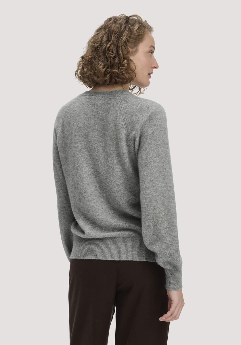 hessnatur Damen Strick Pullover Relaxed BETTER RECYCLING aus Cashmere - grau - Größe L