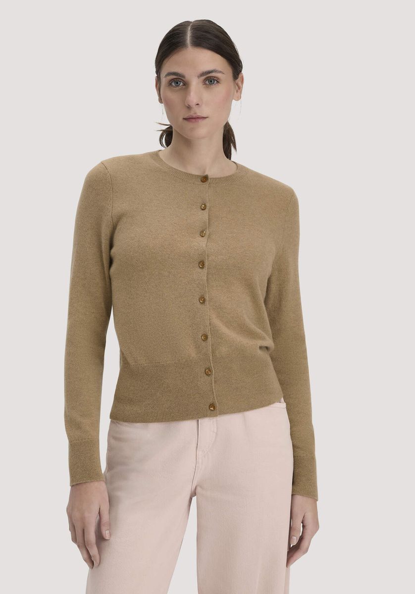 hessnatur Damen Strick Jacke Regular BETTER RECYCLING aus Cashmere - braun - Größe L