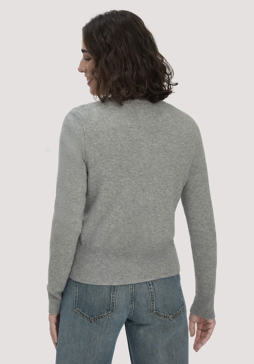 hessnatur Damen Strick Jacke Regular BETTER RECYCLING aus Cashmere - grau - Größe L