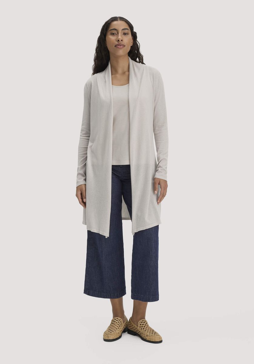 hessnatur Damen Strick Jacke Regular aus TENCEL™ Lyocell und Bio-Baumwolle - beige - Größe L