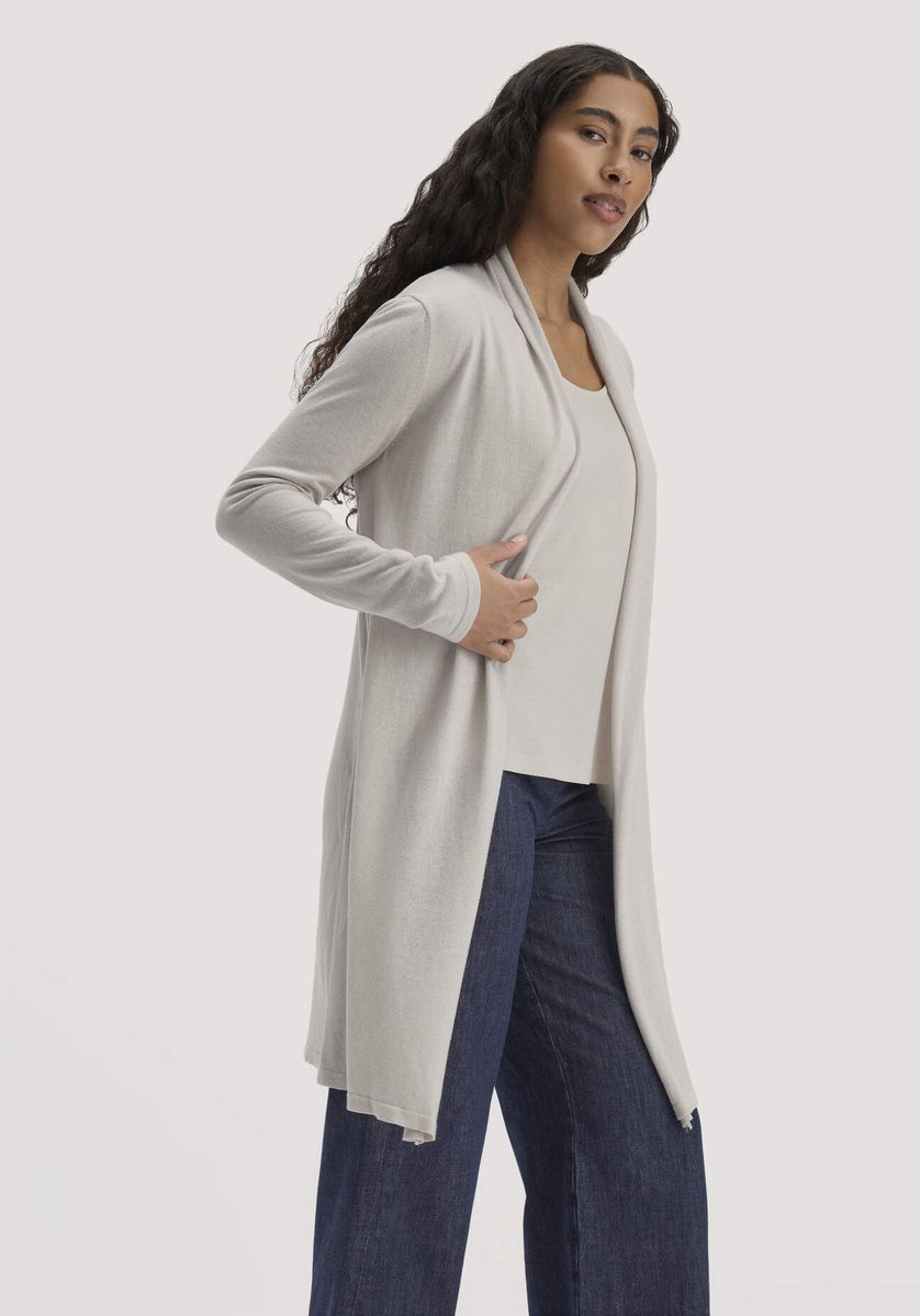 hessnatur Damen Strick Jacke Regular aus TENCEL™ Lyocell und Bio-Baumwolle - beige - Größe L