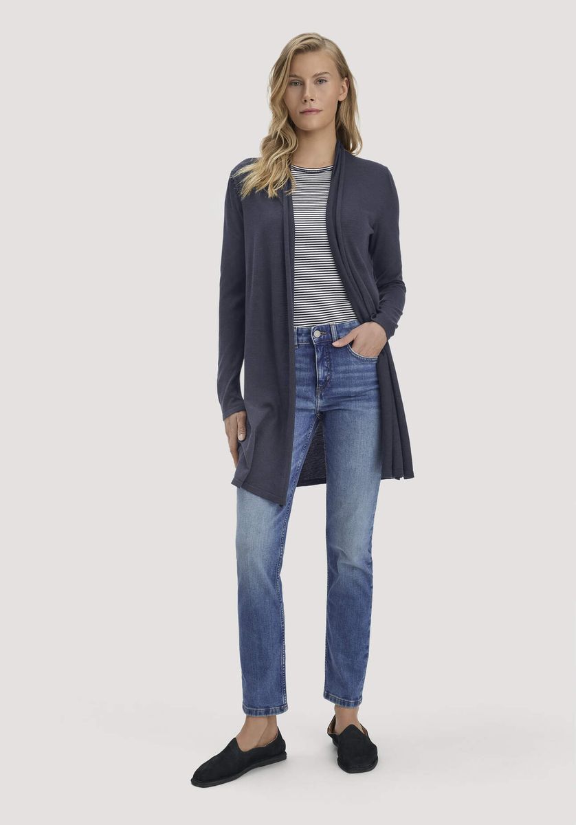 hessnatur Damen Strick Jacke Regular aus TENCEL™ Lyocell und Bio-Baumwolle - blau - Größe L