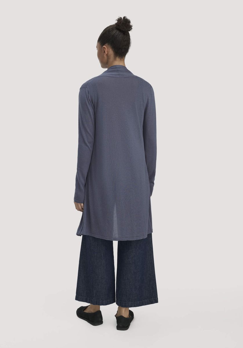 hessnatur Damen Strick Jacke Regular aus TENCEL™ Lyocell und Bio-Baumwolle - blau - Größe L