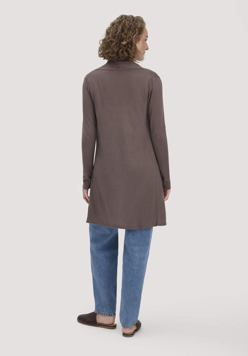 hessnatur Damen Strick Jacke Regular aus TENCEL™ Lyocell und Bio-Baumwolle - braun - Größe L
