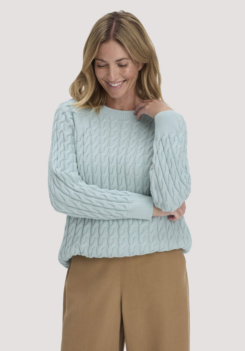 hessnatur Damen Strick Pullover Regular aus Bio-Baumwolle - blau - Größe L