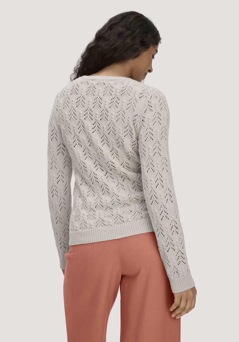 hessnatur Damen Strick Pullover Regular aus Bio-Baumwolle und Wolle - beige - Größe L