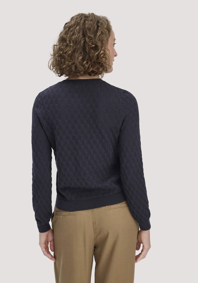 hessnatur Damen Strick Jacke Regular aus Bio-Baumwolle mit Merinowolle - blau - Größe L