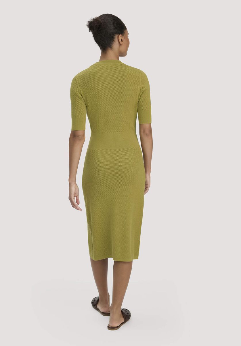 hessnatur Damen Strick Kleid Regular aus Bio-Baumwolle und Wolle - grün - Größe L