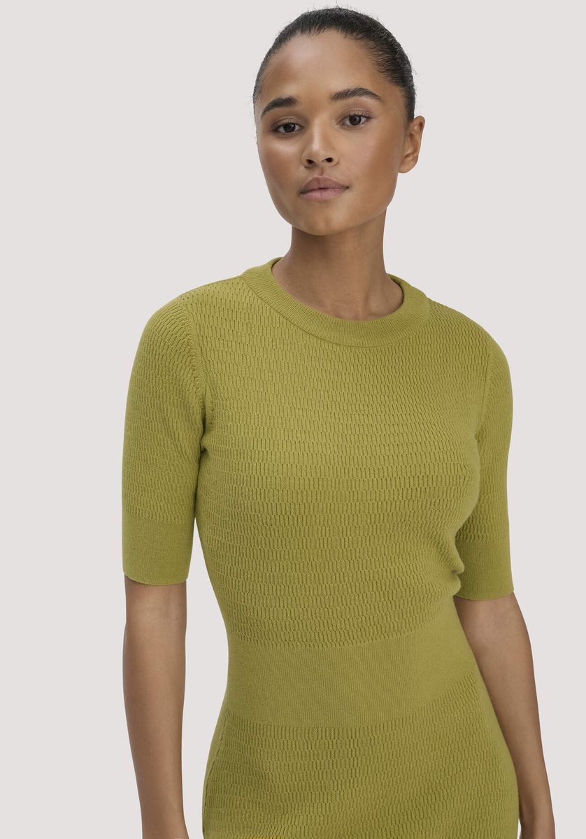 hessnatur Damen Strick Kleid Regular aus Bio-Baumwolle und Wolle - grün - Größe L