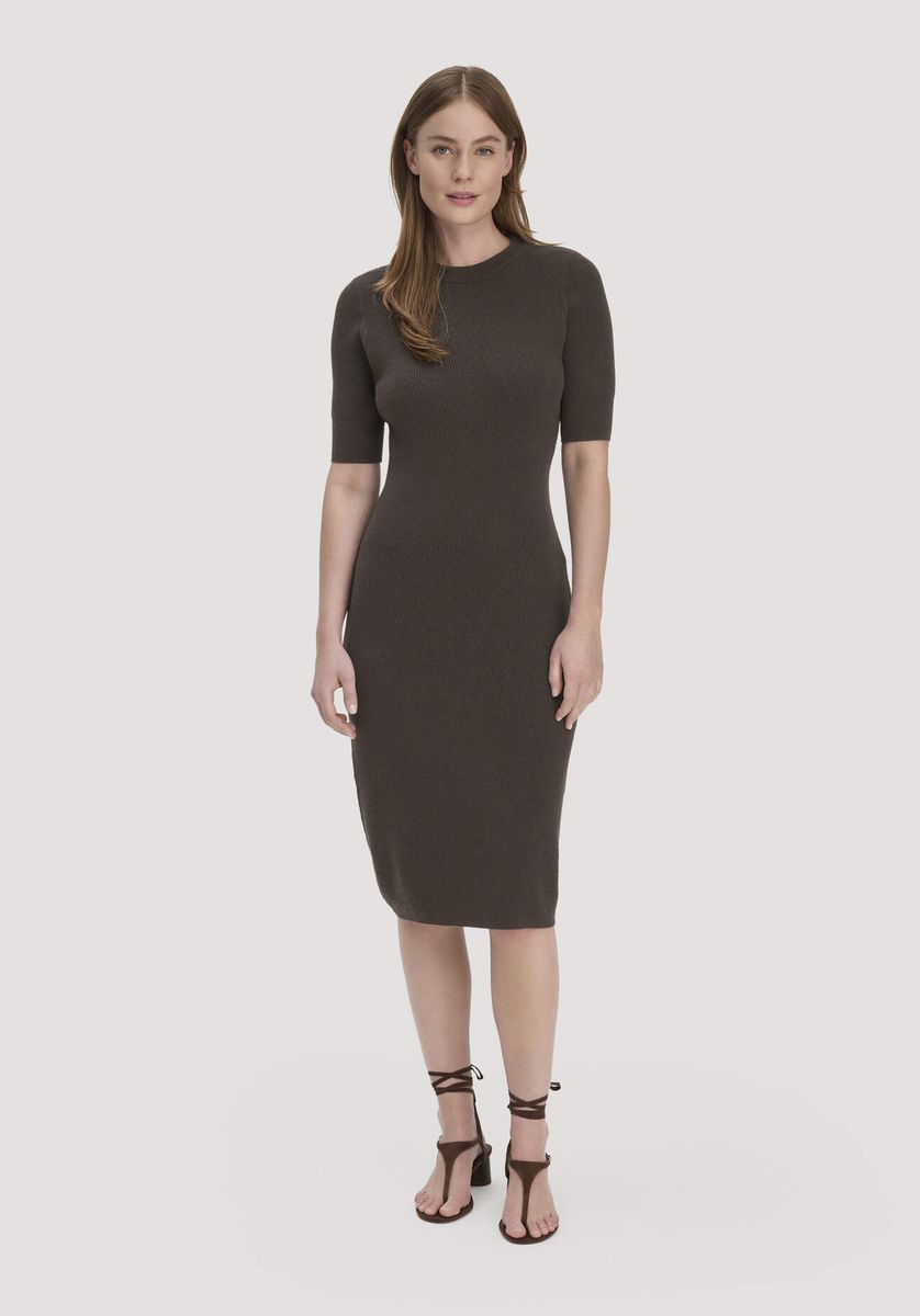 hessnatur Damen Strick Kleid Regular aus Bio-Baumwolle und Wolle - braun - Größe L