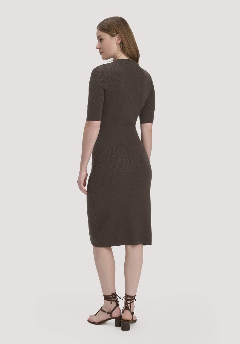 hessnatur Damen Strick Kleid Regular aus Bio-Baumwolle und Wolle - braun - Größe L