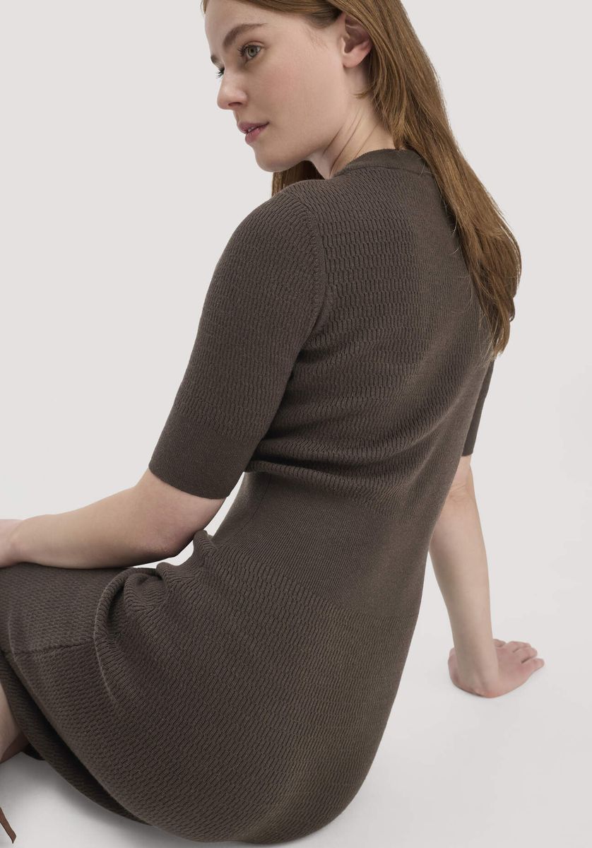 hessnatur Damen Strick Kleid Regular aus Bio-Baumwolle und Wolle - braun - Größe L