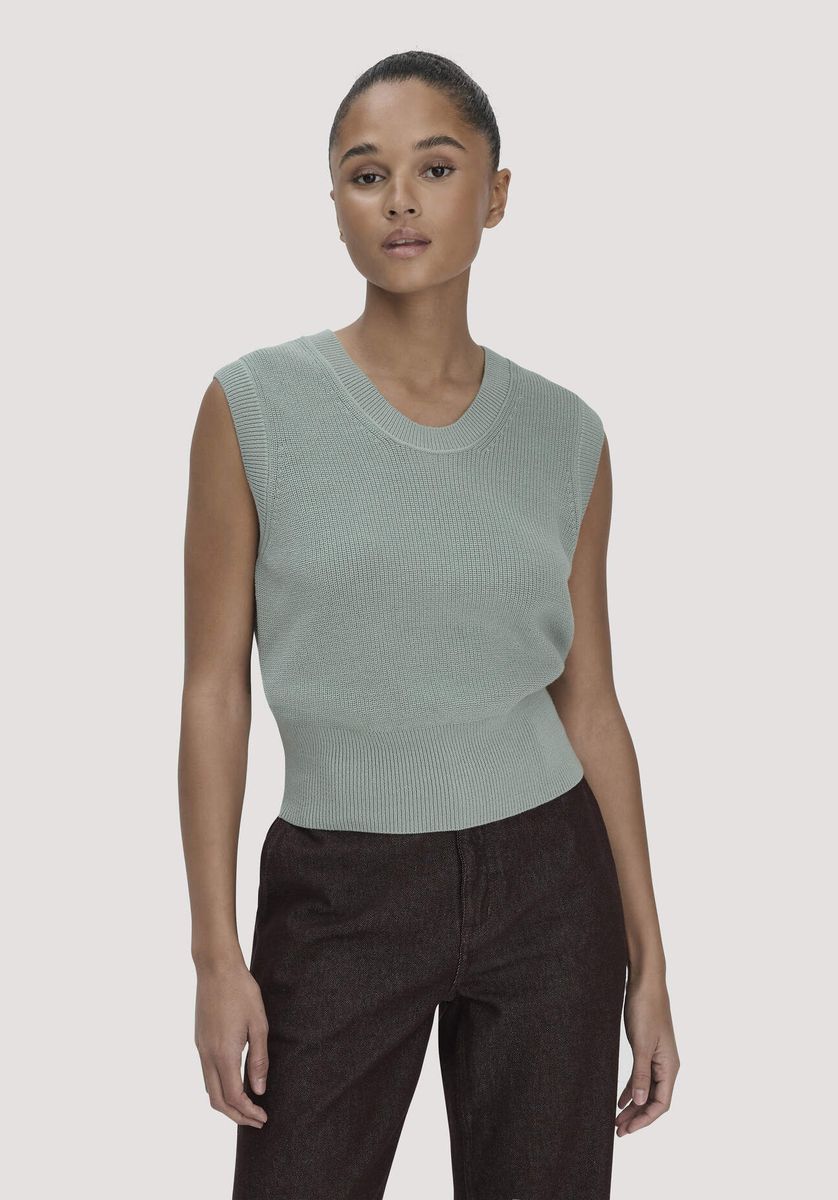 hessnatur Damen Strick Top Regular aus Bio-Baumwolle - grün - Größe L