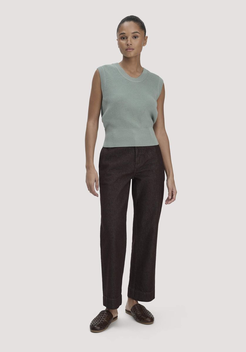 hessnatur Damen Strick Top Regular aus Bio-Baumwolle - grün - Größe L