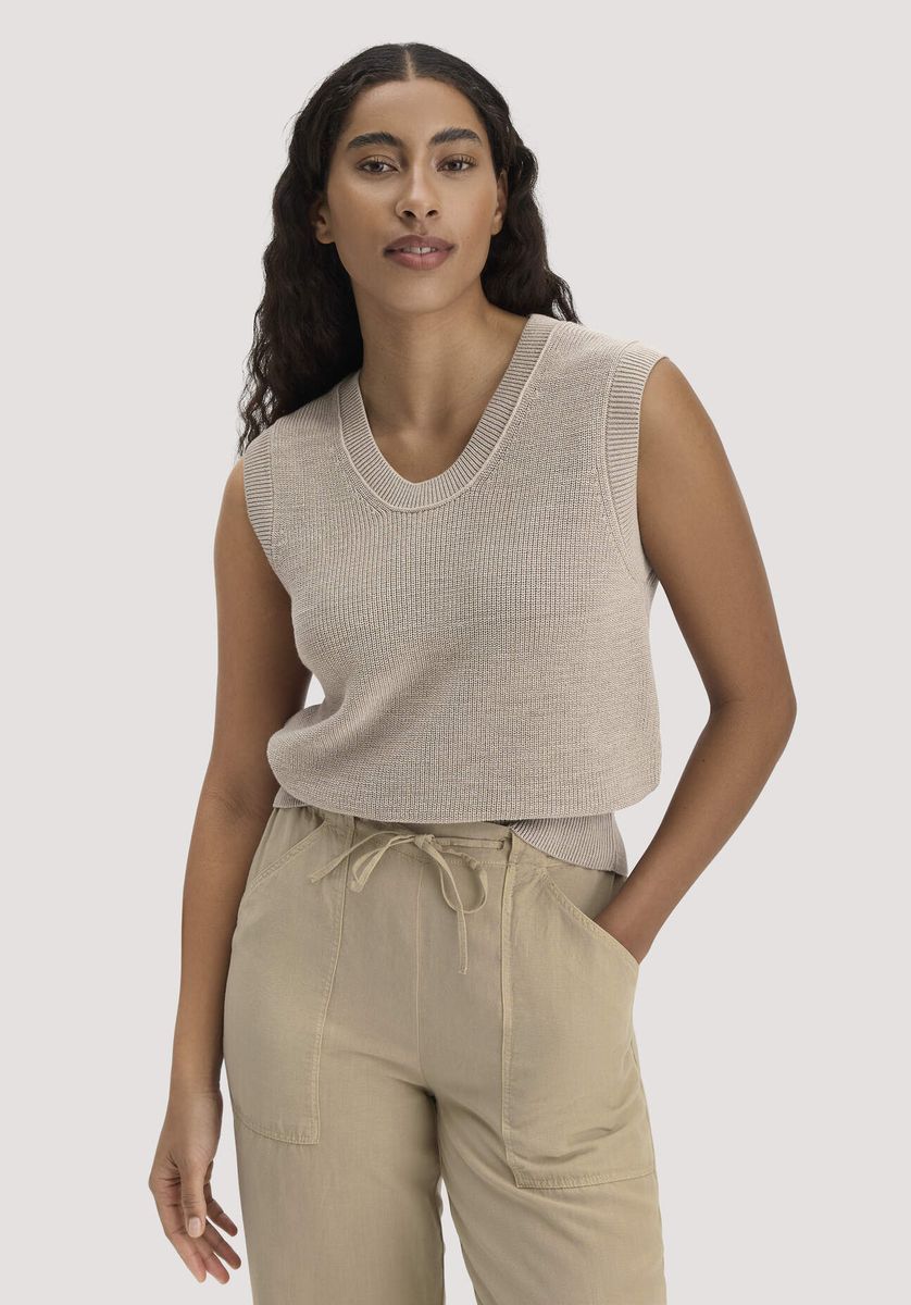 hessnatur Damen Strick Top Regular aus Bio-Baumwolle - beige - Größe L