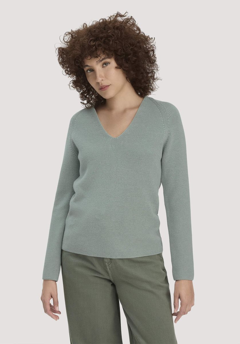 hessnatur Damen Strick Pullover Regular aus Bio-Baumwolle - grün - Größe L