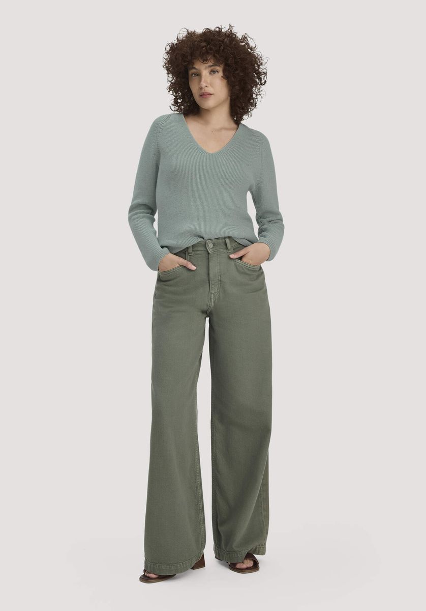 hessnatur Damen Strick Pullover Regular aus Bio-Baumwolle - grün - Größe L