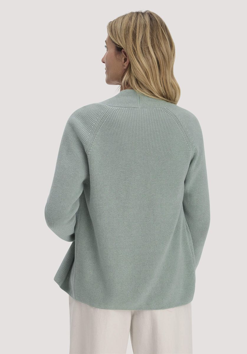 hessnatur Damen Strick Jacke Regular aus Bio-Baumwolle - grün - Größe L