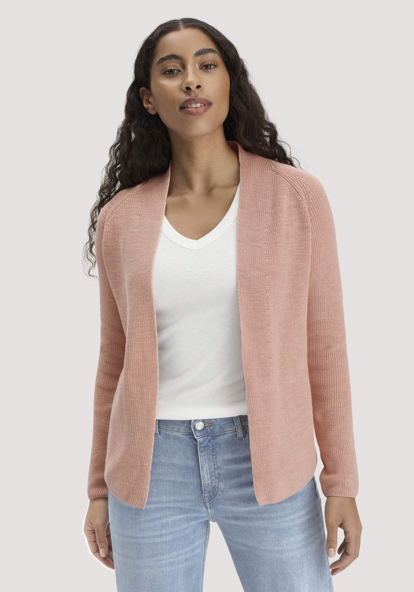 hessnatur Damen Strick Jacke Regular aus Bio-Baumwolle - rosa - Größe L
