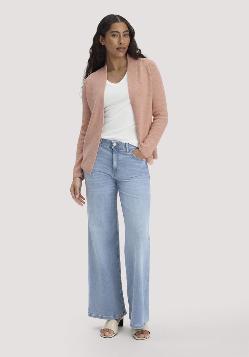 hessnatur Damen Strick Jacke Regular aus Bio-Baumwolle - rosa - Größe L