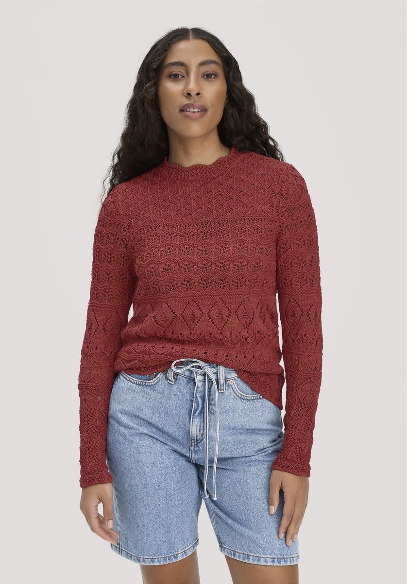 hessnatur Damen Strick Pullover Regular aus Bio-Baumwolle - braun - Größe L