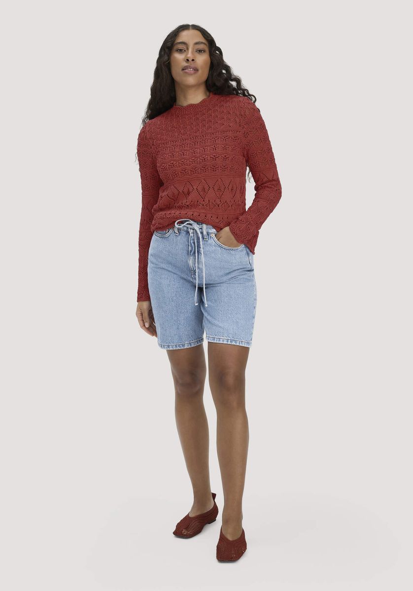 hessnatur Damen Strick Pullover Regular aus Bio-Baumwolle - braun - Größe L