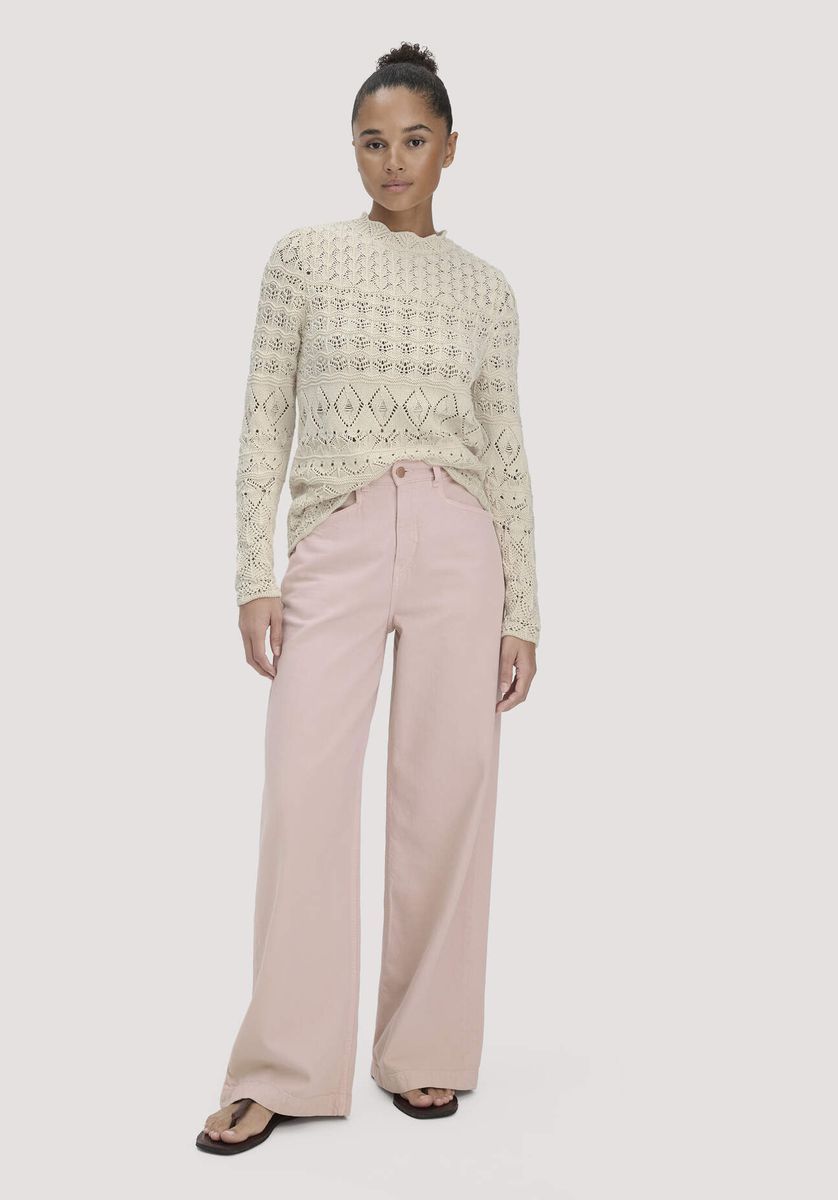 hessnatur Damen Strick Pullover Regular aus Bio-Baumwolle - beige - Größe L