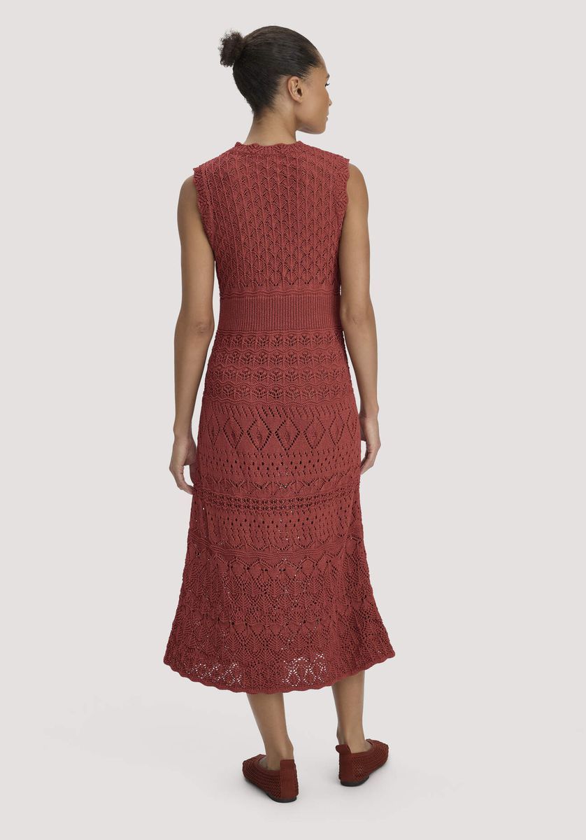 hessnatur Damen Strick Kleid Midi aus Bio-Baumwolle - braun - Größe L