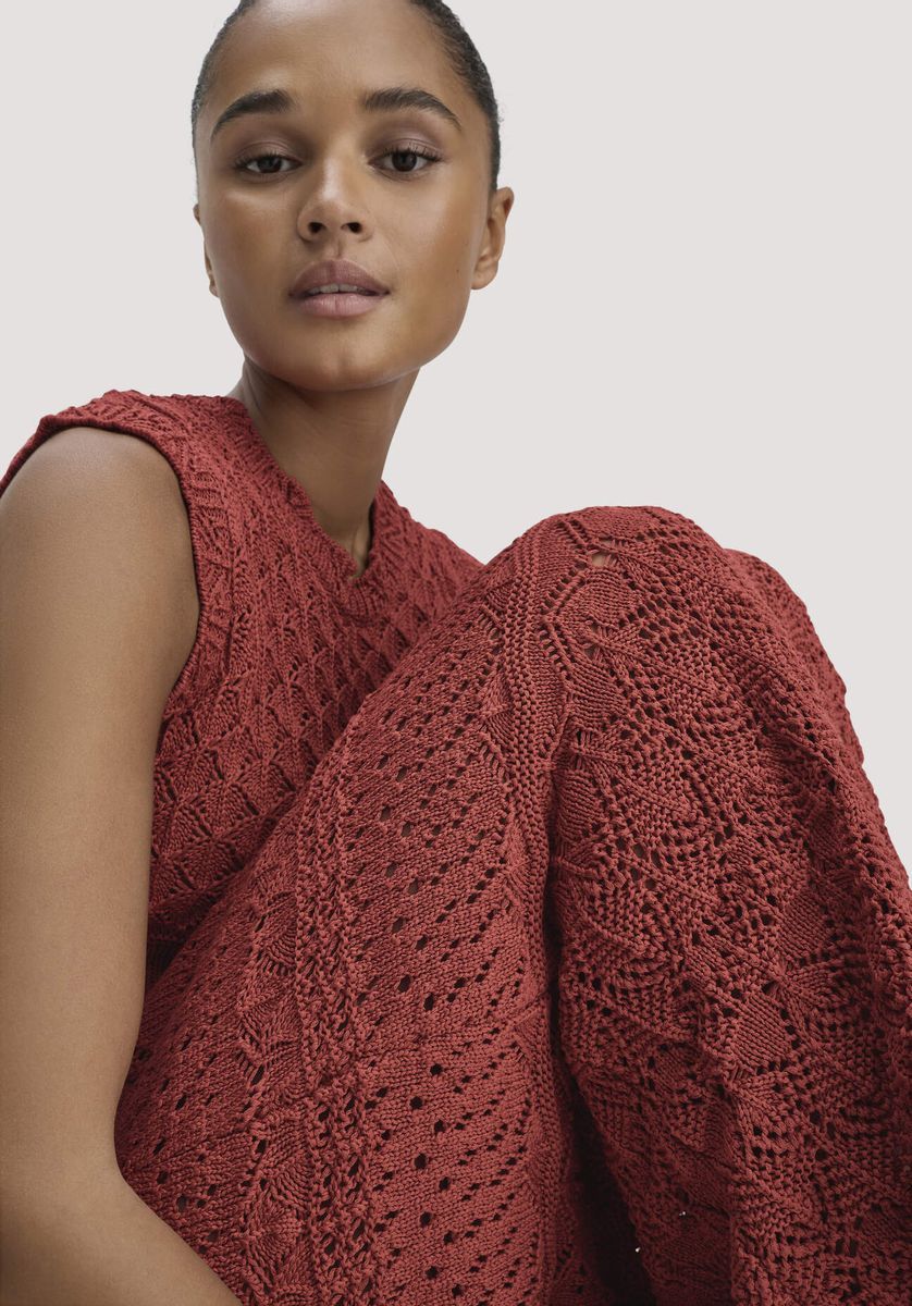 hessnatur Damen Strick Kleid Midi aus Bio-Baumwolle - braun - Größe L