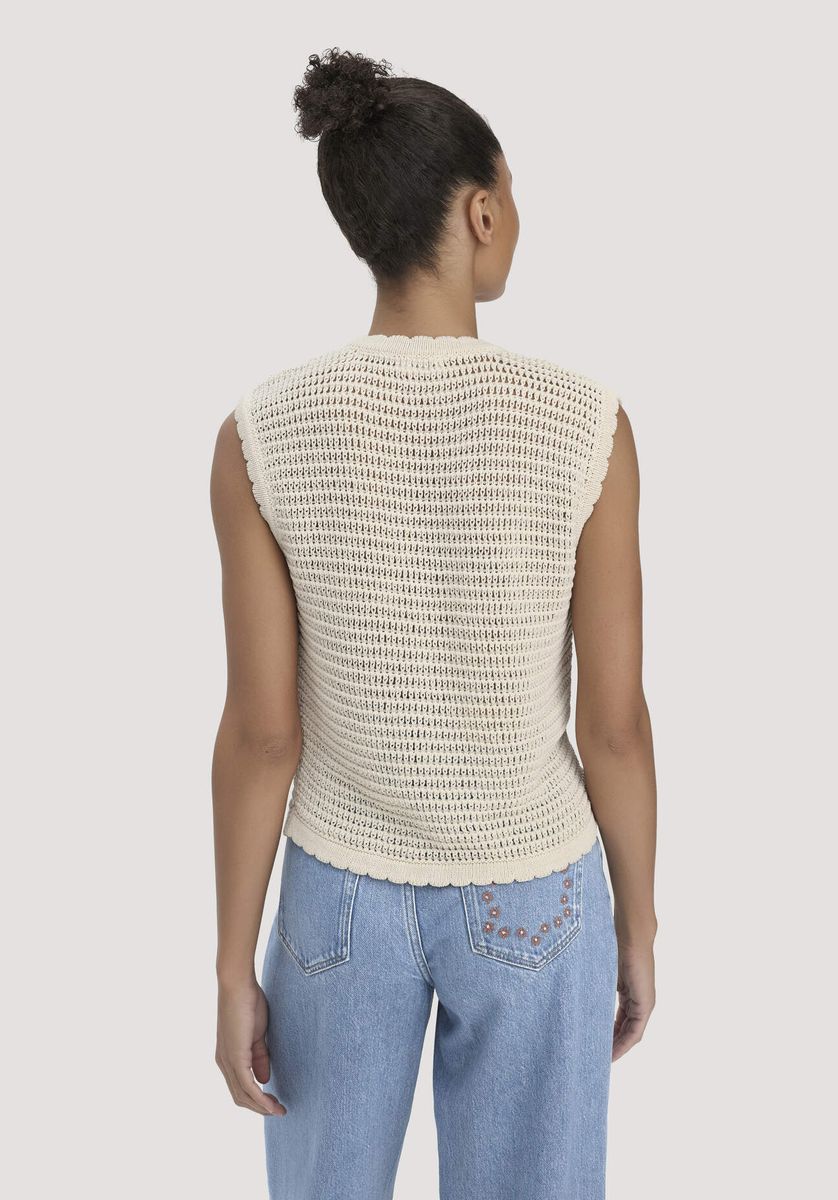 hessnatur Damen Strick Weste Regular aus Baumwolle - beige - Größe L