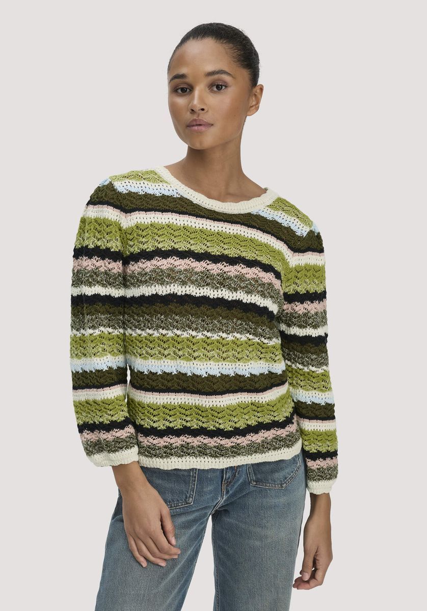 hessnatur Damen Strick Pullover Regular aus Baumwolle - grün - Größe L
