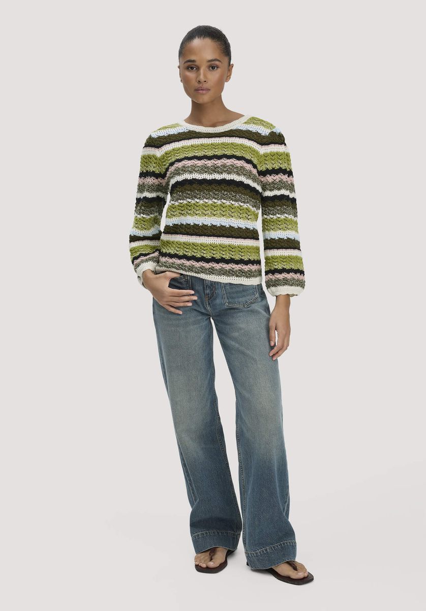 hessnatur Damen Strick Pullover Regular aus Baumwolle - grün - Größe L