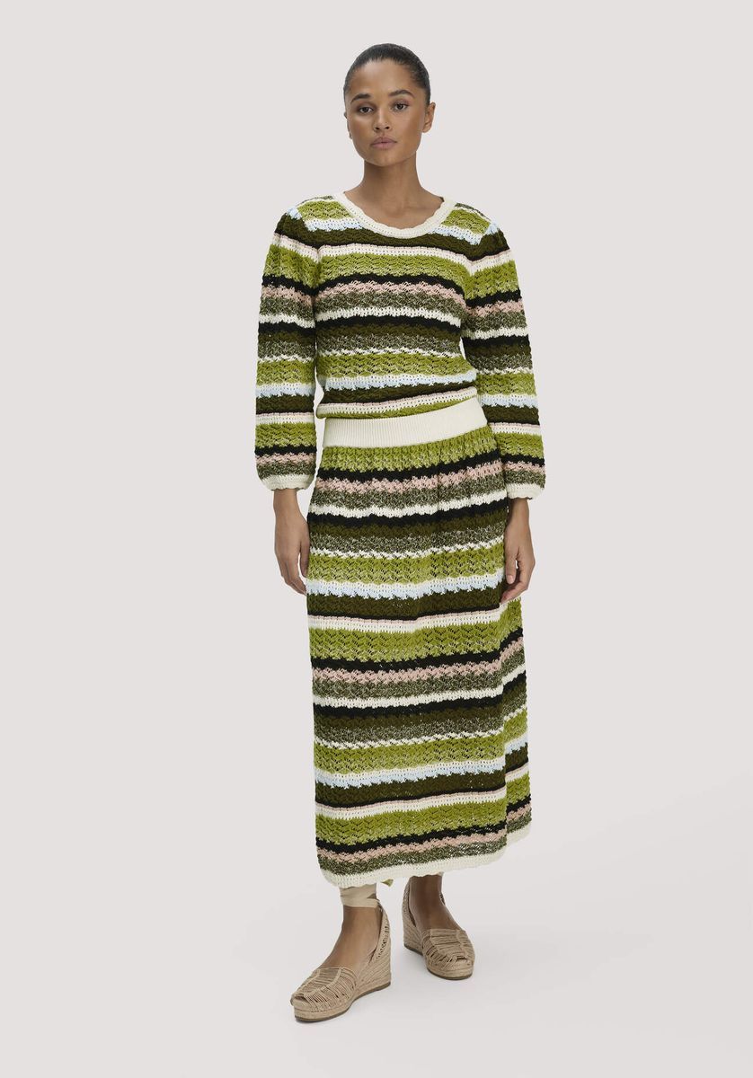 hessnatur Damen Strick Rock Regular aus Baumwolle - grün - Größe L