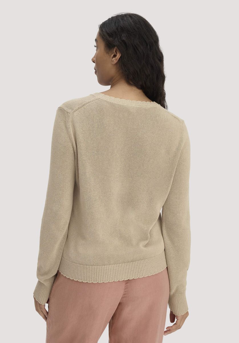 Strickpullover aus Leinenmischung mit Rüschenbesatz