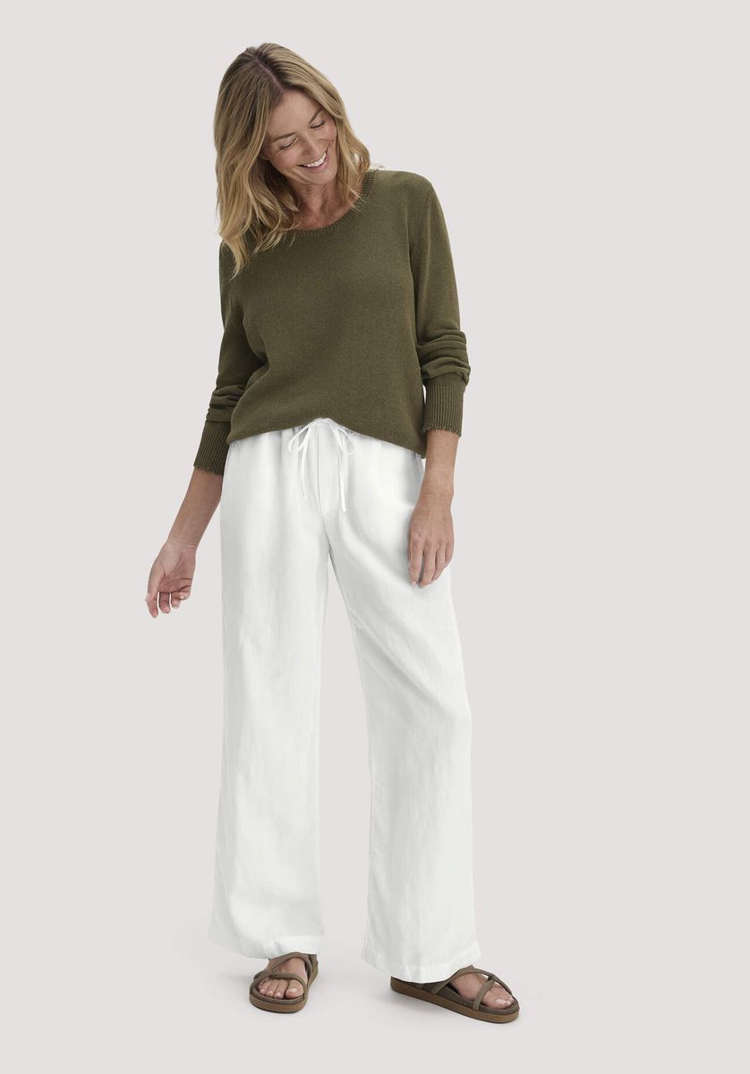 Gestrickter Pullover mit Leinenmischung und lockerer Passform