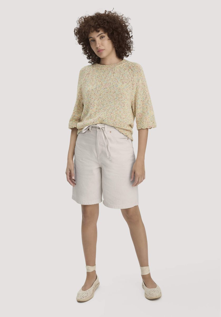 hessnatur Damen Strick Pullover Relaxed aus Bio-Baumwolle - beige - Größe L