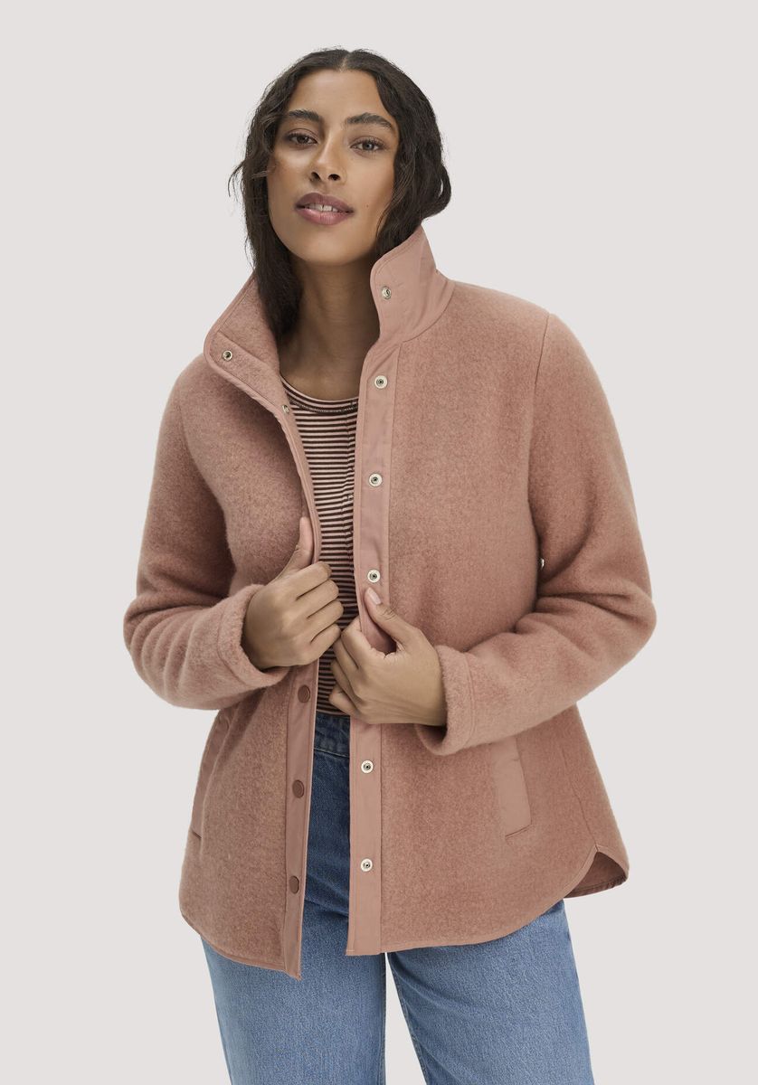 hessnatur Damen Wollfleece Jacke Regular aus Bio-Merinowolle und Bio-Baumwolle - rosa - Größe L