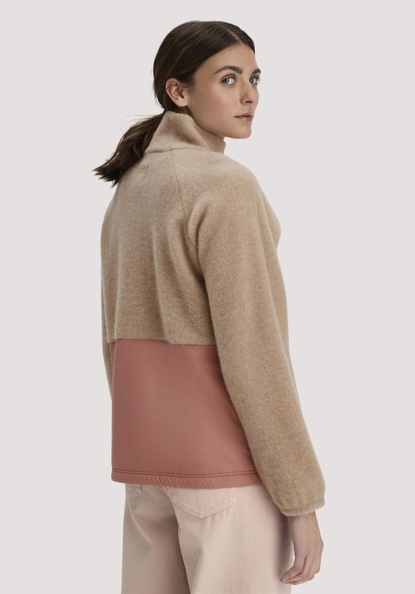 hessnatur Damen Wollfleece Jacke Relaxed aus Bio-Merinowolle mit Bio-Baumwolle - beige - Größe L