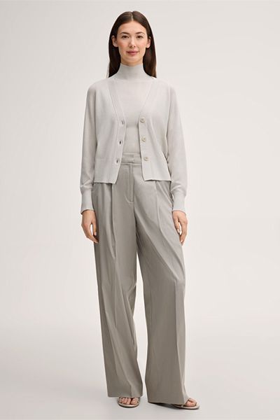 Comma Cardigan aus Woll-Seidenmischung V-Ausschnitt Knopfleiste Elfenbein