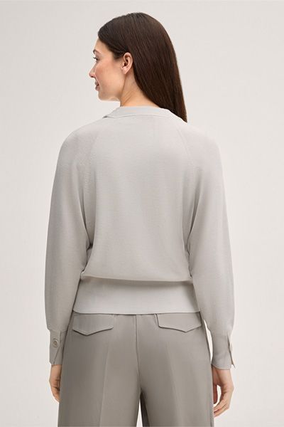 Comma Cardigan aus Woll-Seidenmischung V-Ausschnitt Knopfleiste Elfenbein