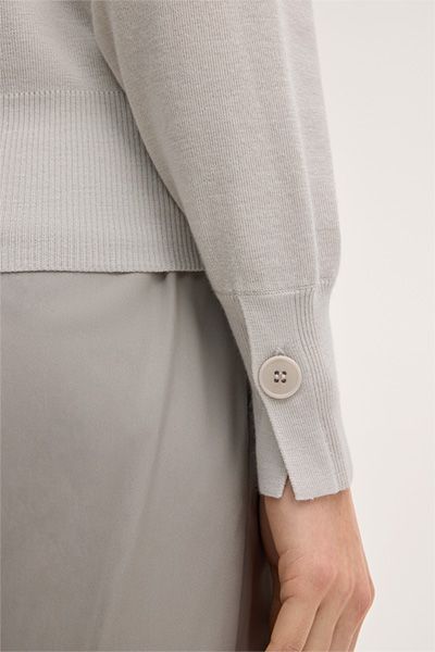 Comma Cardigan aus Woll-Seidenmischung V-Ausschnitt Knopfleiste Elfenbein