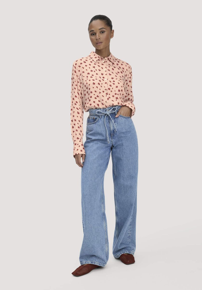 hessnatur Damen Print Bluse Relaxed aus LENZING™ ECOVERO™ Viskose - orange - Größe 34