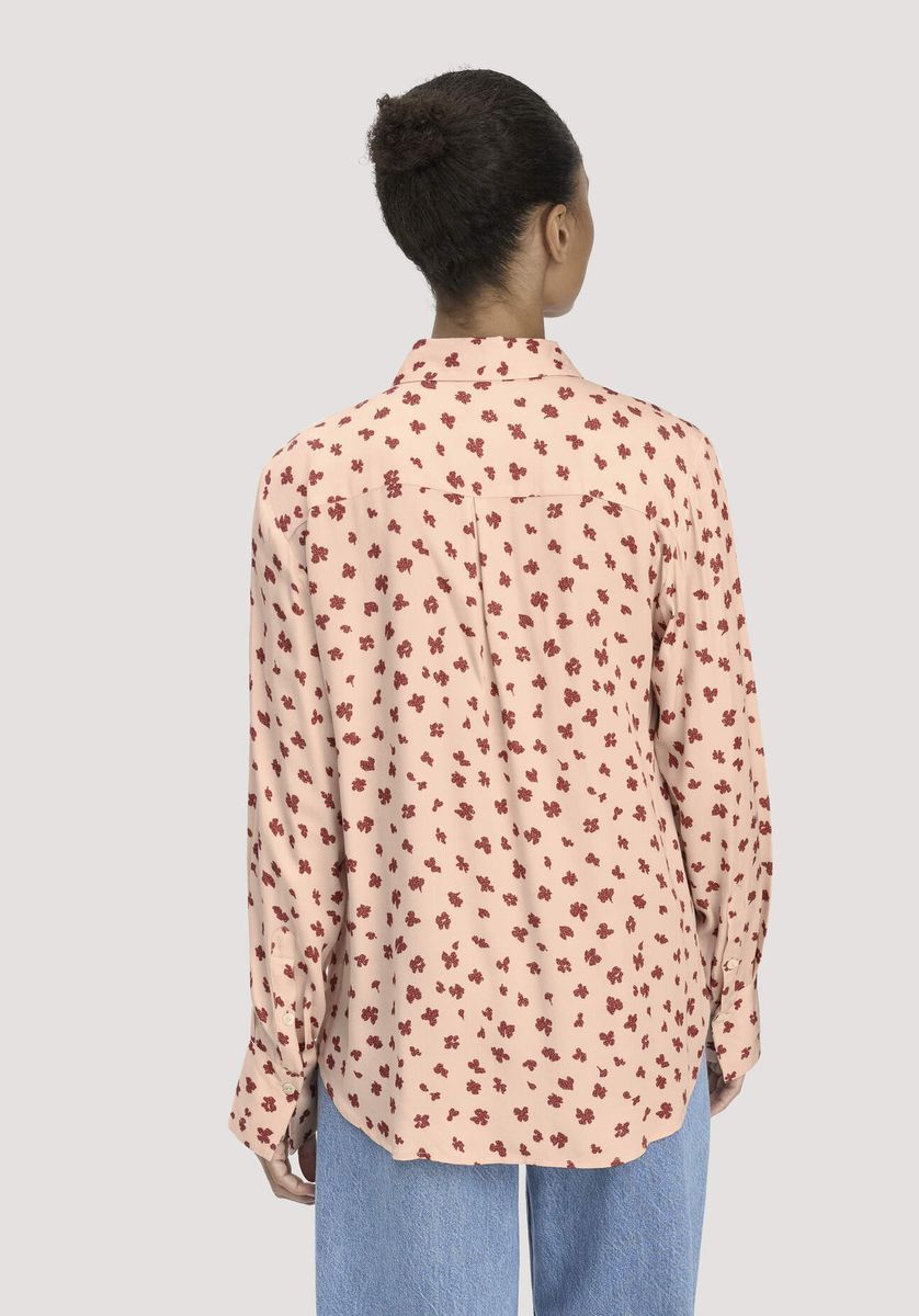 hessnatur Damen Print Bluse Relaxed aus LENZING™ ECOVERO™ Viskose - orange - Größe 34