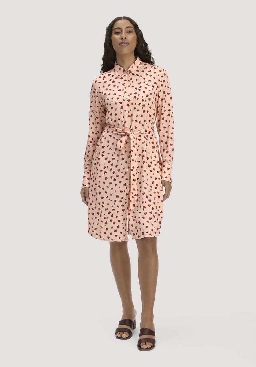 hessnatur Damen Gewebe Hemdblusenkleid Knielang aus LENZING™ ECOVERO™ Viskose - orange - Größe 34