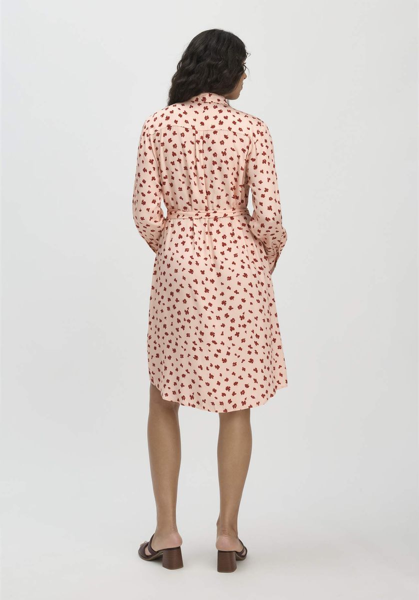 hessnatur Damen Gewebe Hemdblusenkleid Knielang aus LENZING™ ECOVERO™ Viskose - orange - Größe 34