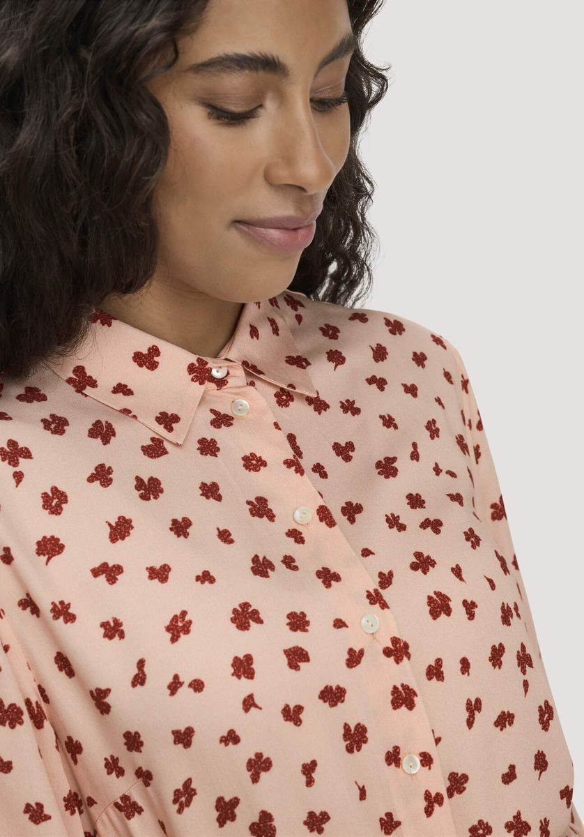 hessnatur Damen Gewebe Hemdblusenkleid Knielang aus LENZING™ ECOVERO™ Viskose - orange - Größe 34