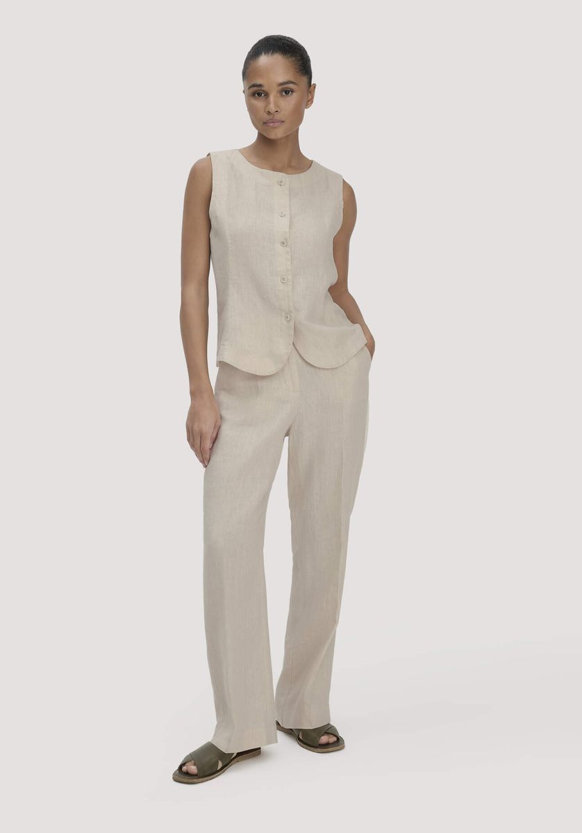 Ärmellose Leinenweste mit Knopfleiste