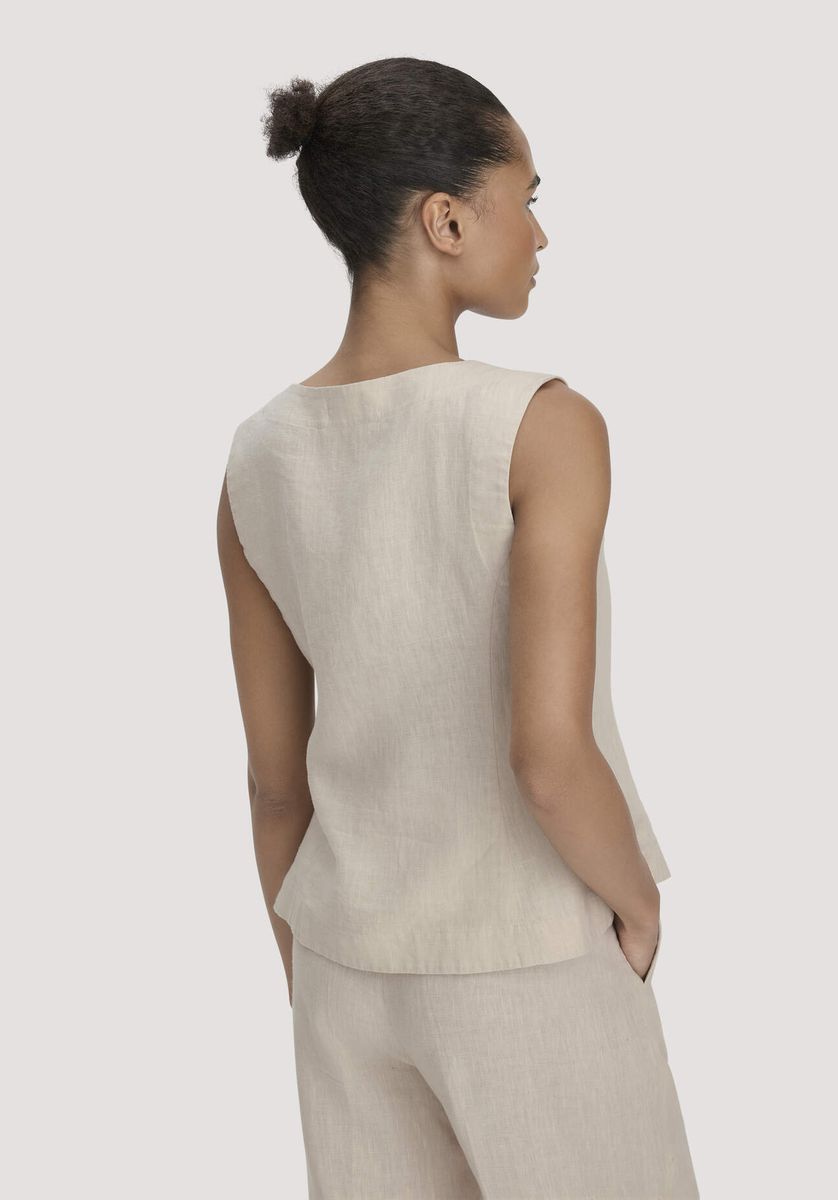 Ärmellose Leinenweste mit Knopfleiste