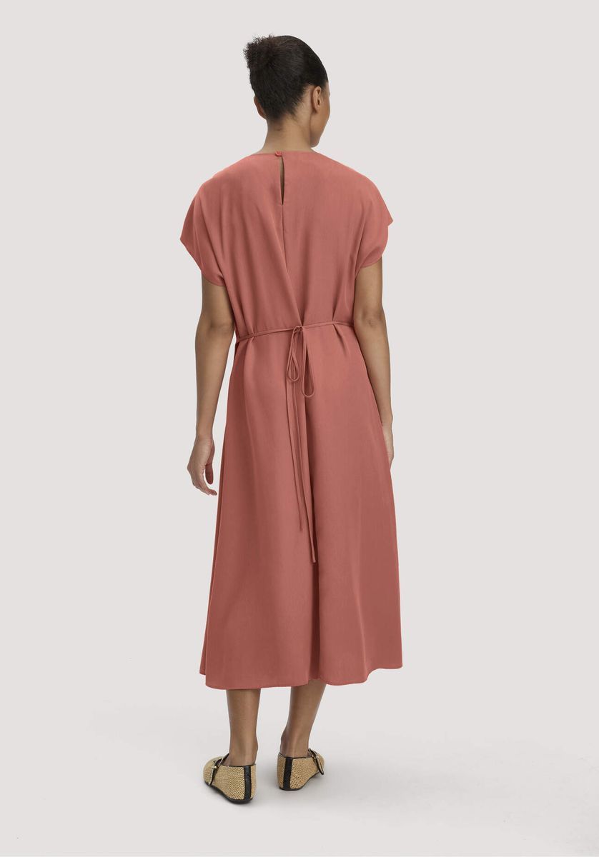 hessnatur Damen Gewebe Kleid mit Wickeloptik Midi aus TENCEL™ Lyocell - orange - Größe 34