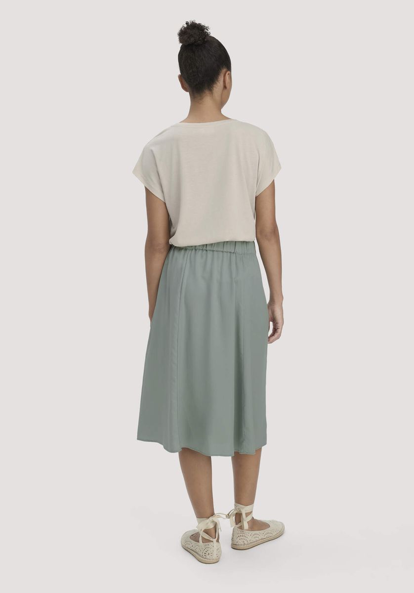 hessnatur Damen Rock Knielang aus SaXcell®Lyocell - grün - Größe 34